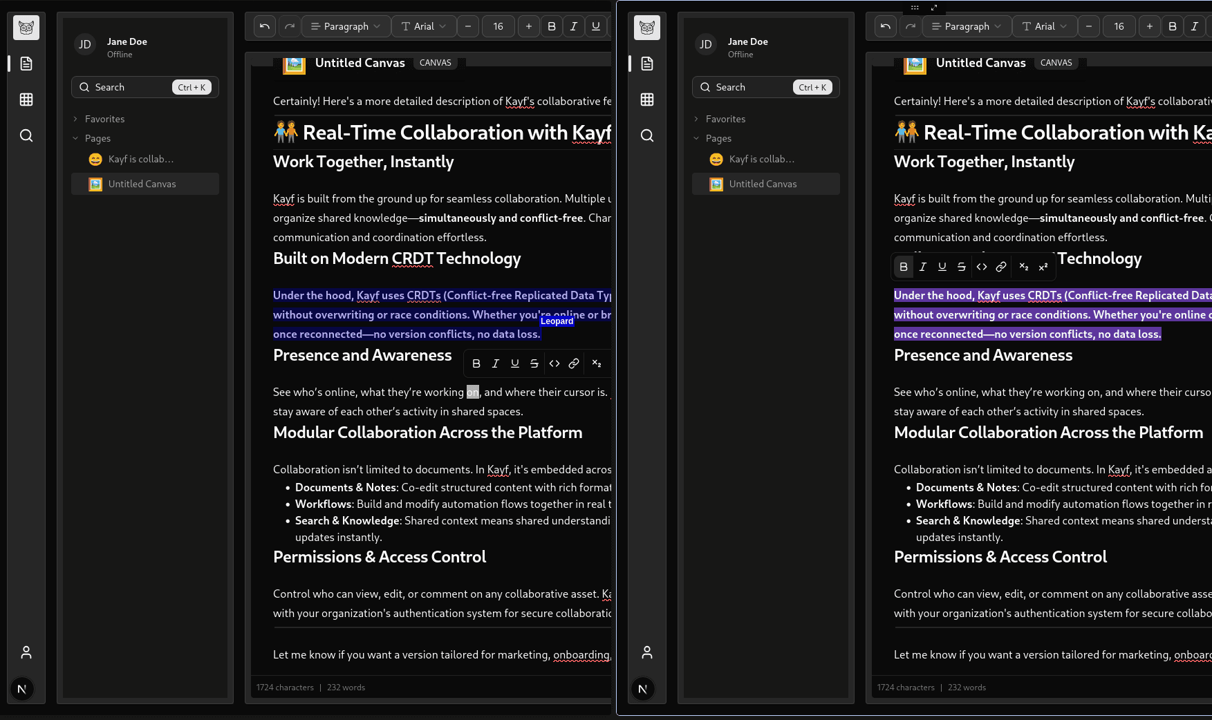 Kayf editor screen