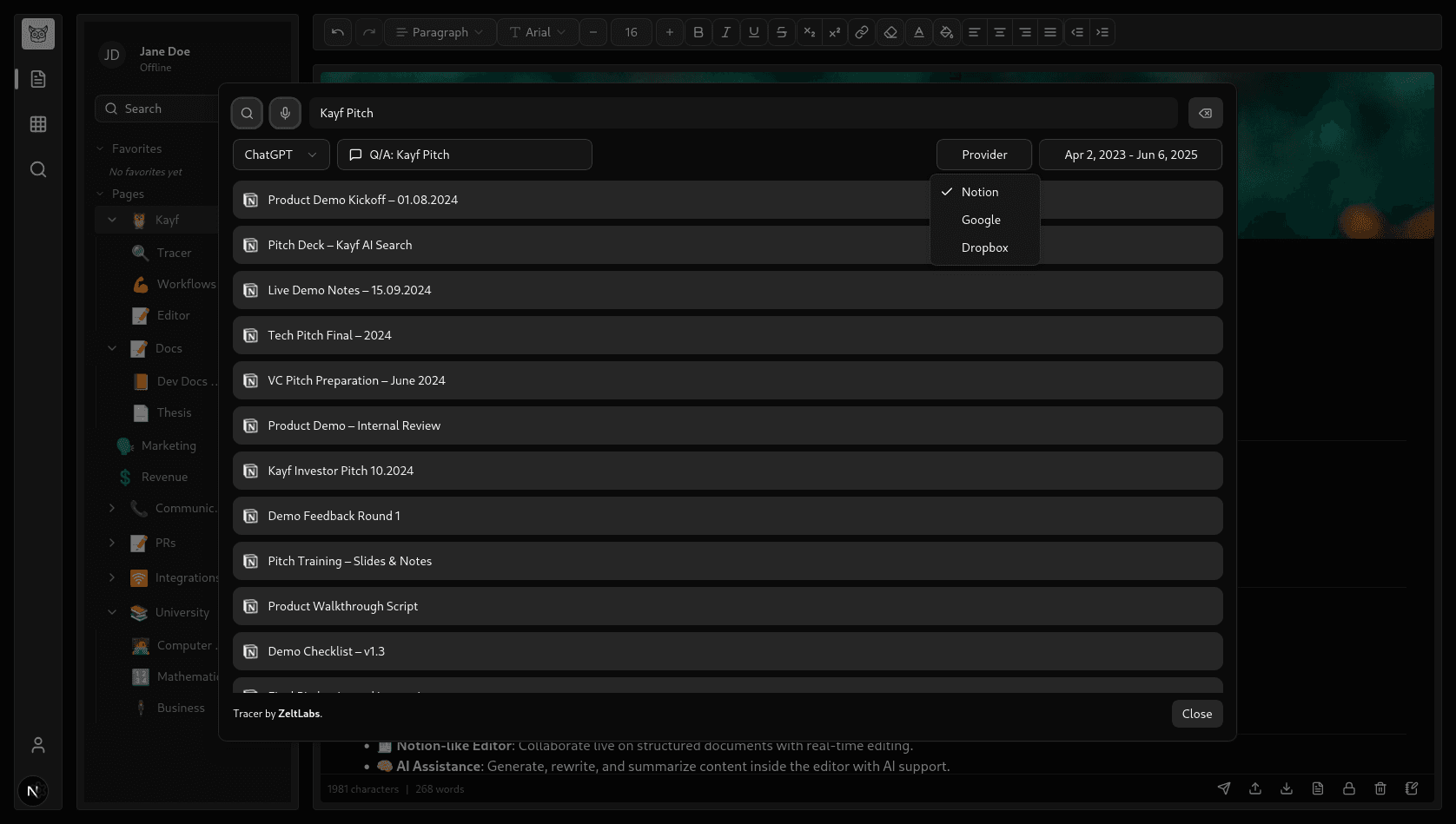 Kayf demo for hero section